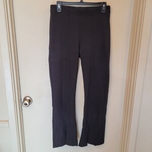 Time & Tru Women's Ponte Pants Blk Soot Sz M Pullon Dress Pant Ankle Slit EUC
